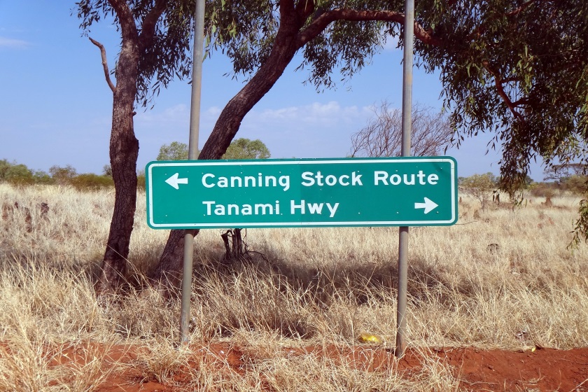 Image of the Canning Stock Route road sign on the Tanami Road.